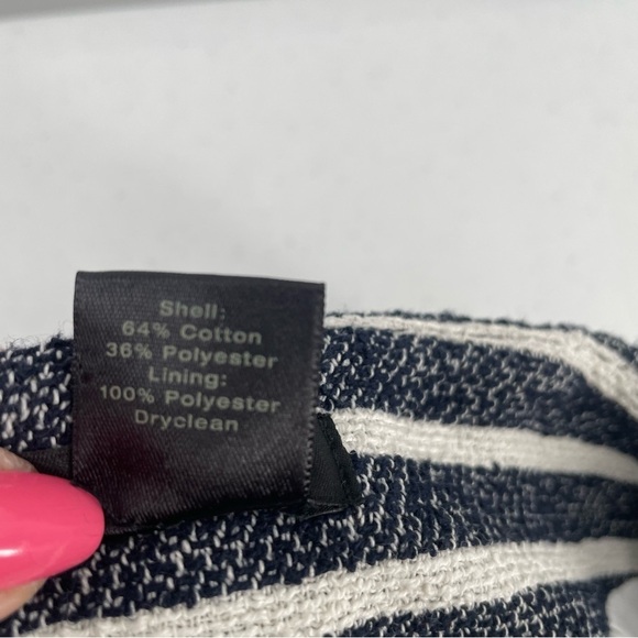 Ann Taylor Cotton Blend Nubby Zip Kick Pleat Lined Soft Black Off White Skirt - Picture 7 of 12